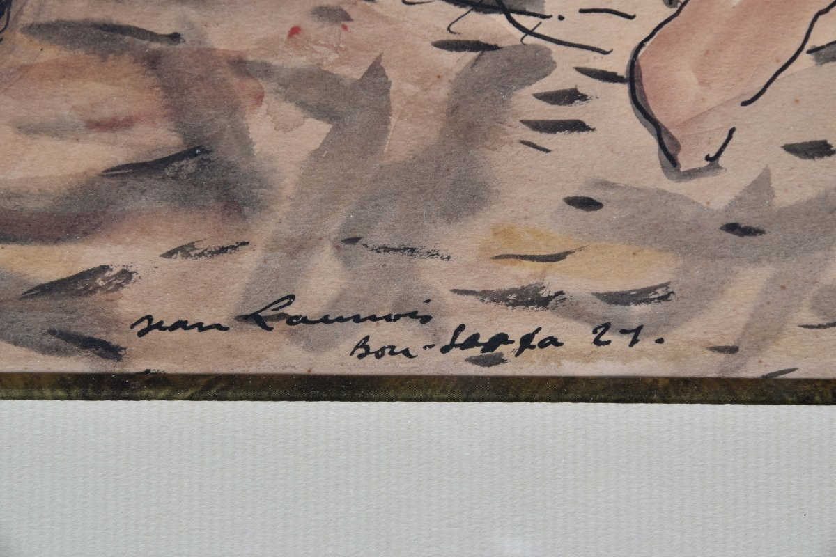 Jean Launois "interior Scene At "bou Saada"" 1921 Watercolor 27x36-photo-2